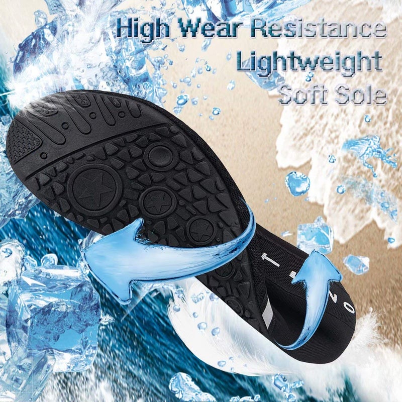 YALOX Water Shoes Women's Men's Outdoor Beach Swimming Aqua Socks Quick-Dry Barefoot Shoes Surfing Yoga Pool Exercise(D/XB-Black-38/39EU) - Image 4